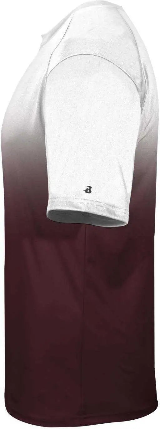 Badger Sport 2203 Ombre Youth Tee - White Marron - Maroon / Xs