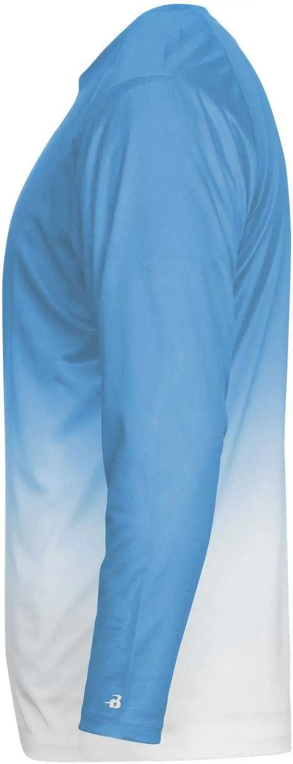 Badger Sport 2204 Ombre Long Sleeve Youth Tee - Columbia Blue White