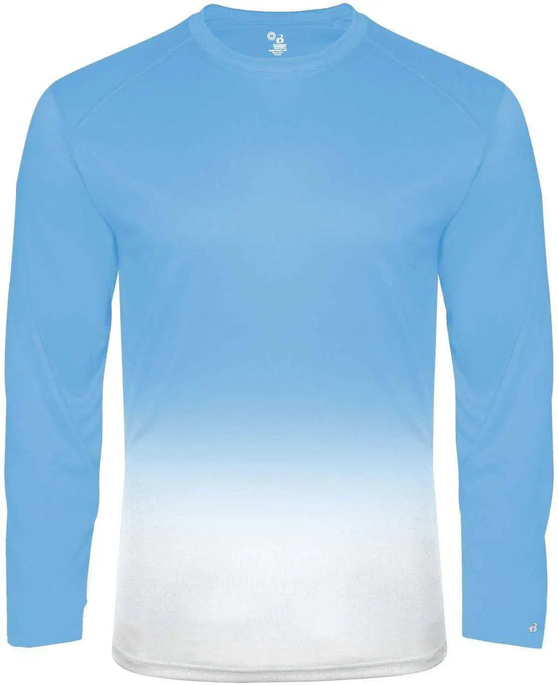 Badger Sport 2204 Ombre Long Sleeve Youth Tee - Columbia Blue White
