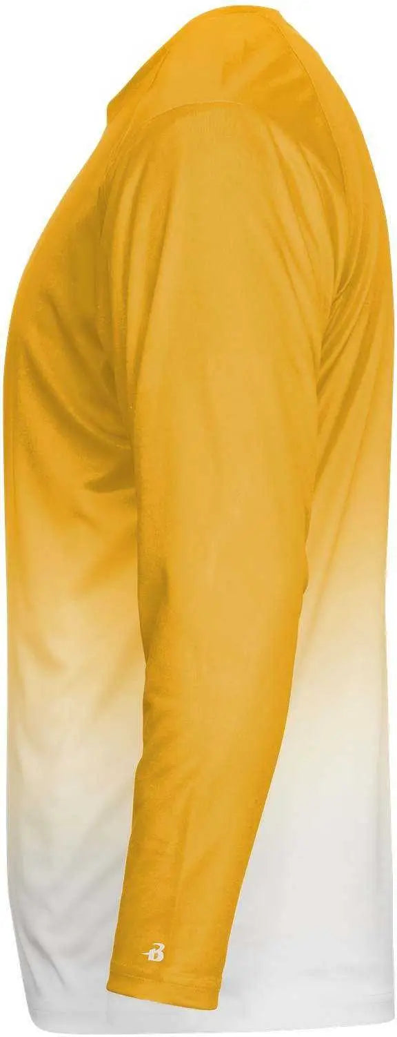 Badger Sport 2204 Ombre Long Sleeve Youth Tee - Gold White