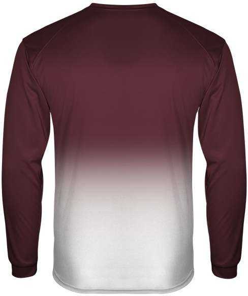 Badger Sport 2204 Ombre Long Sleeve Youth Tee - Maroon White