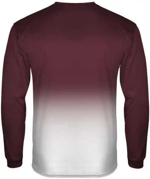 Badger Sport 2204 Ombre Long Sleeve Youth Tee - Maroon White