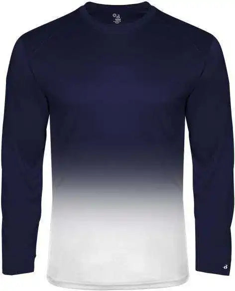 Badger Sport 2204 Ombre Long Sleeve Youth Tee - Navy White