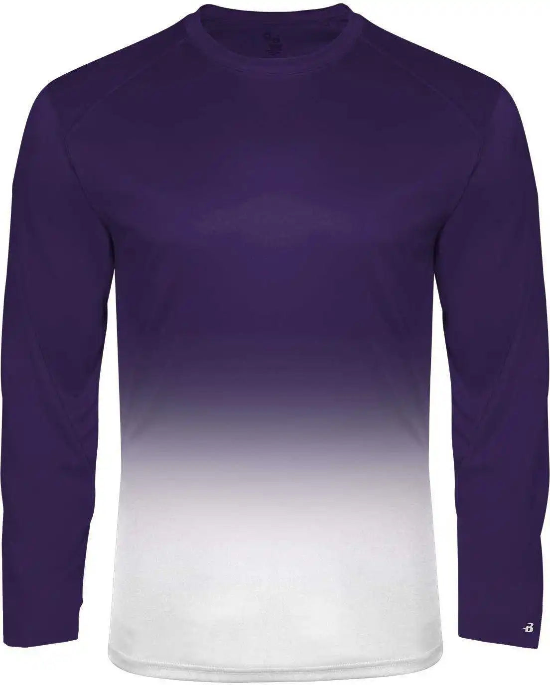 Badger Sport 2204 Ombre Long Sleeve Youth Tee Purple White