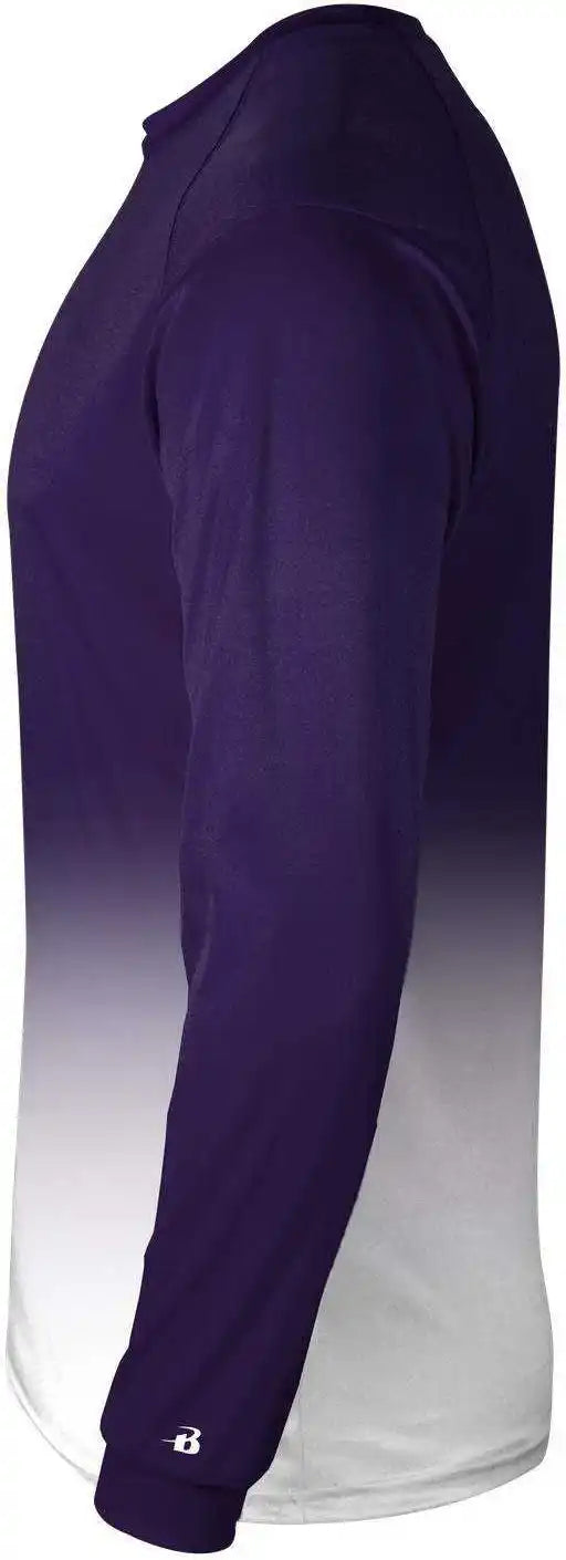 Badger Sport 2204 Ombre Long Sleeve Youth Tee Purple White