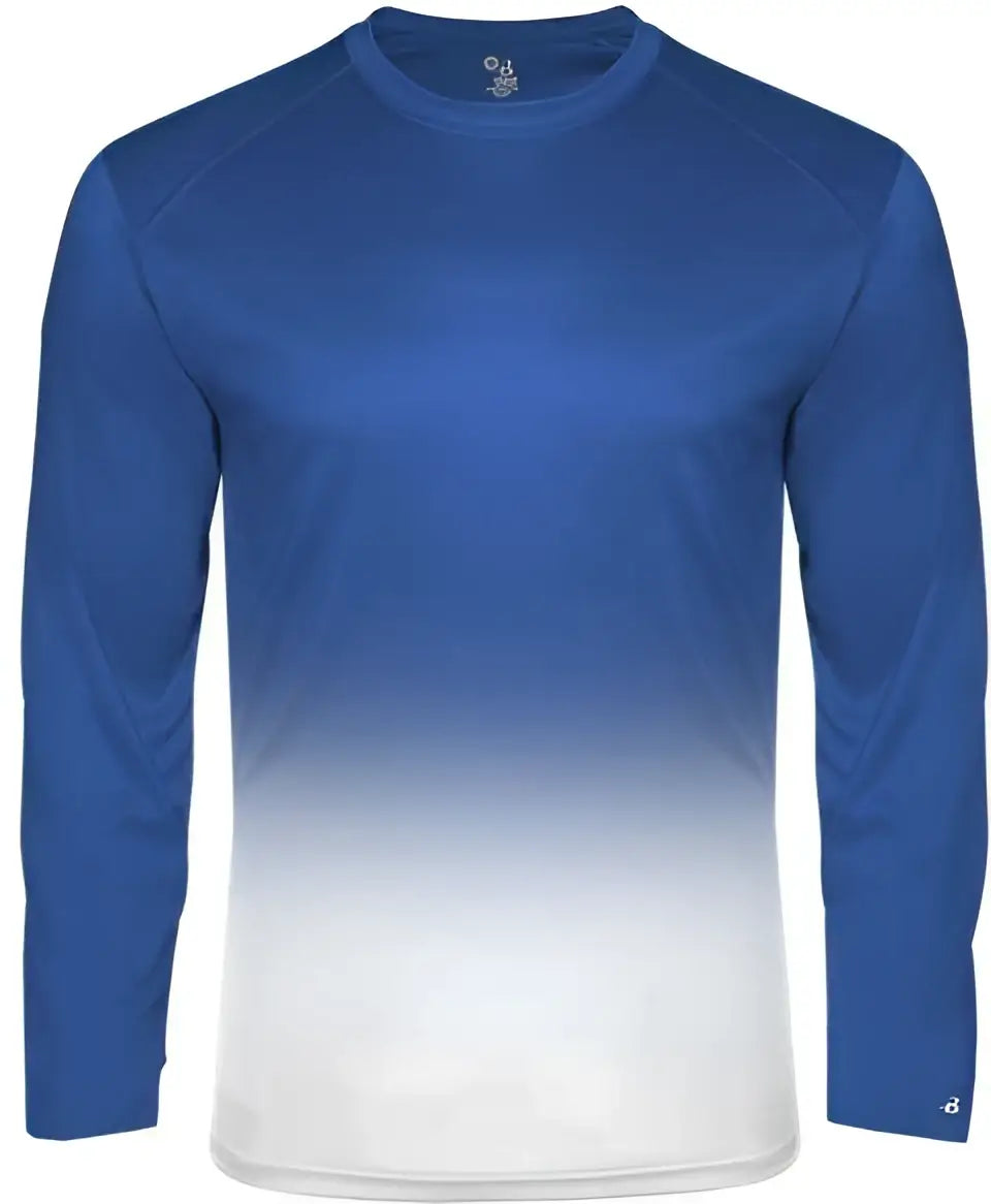 Badger Sport 2204 Ombre Long Sleeve Youth Tee - Royal White - s