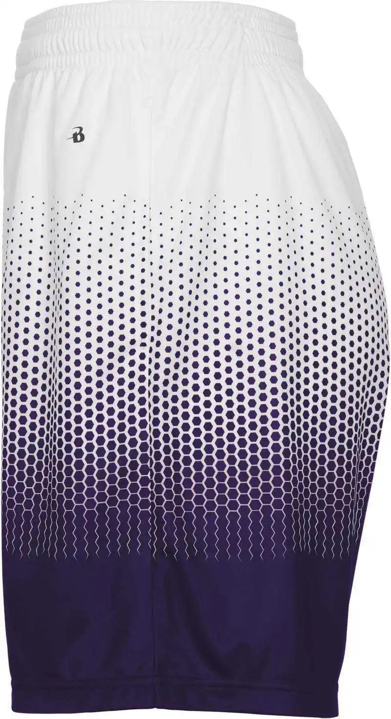 Badger Sport 2221 Hex 2.0 Youth Short - Purple White