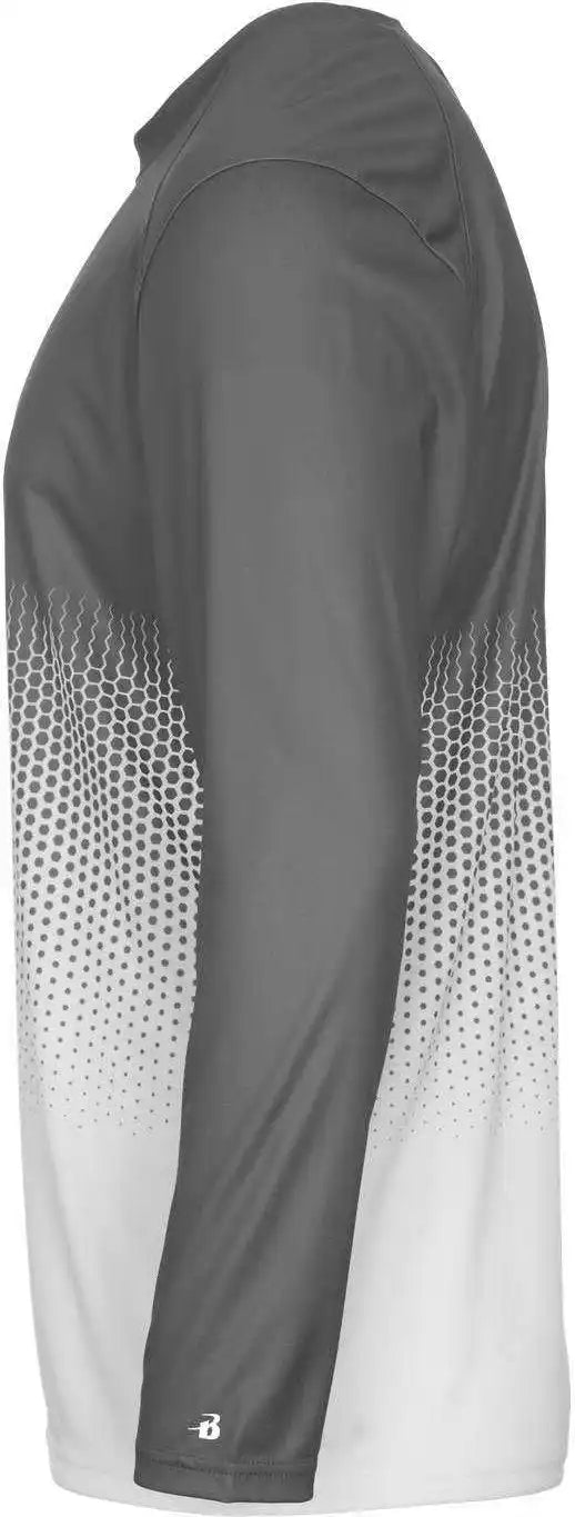 Badger Sport 2224 Hex Youth Long Sleeve Tee - Graphite