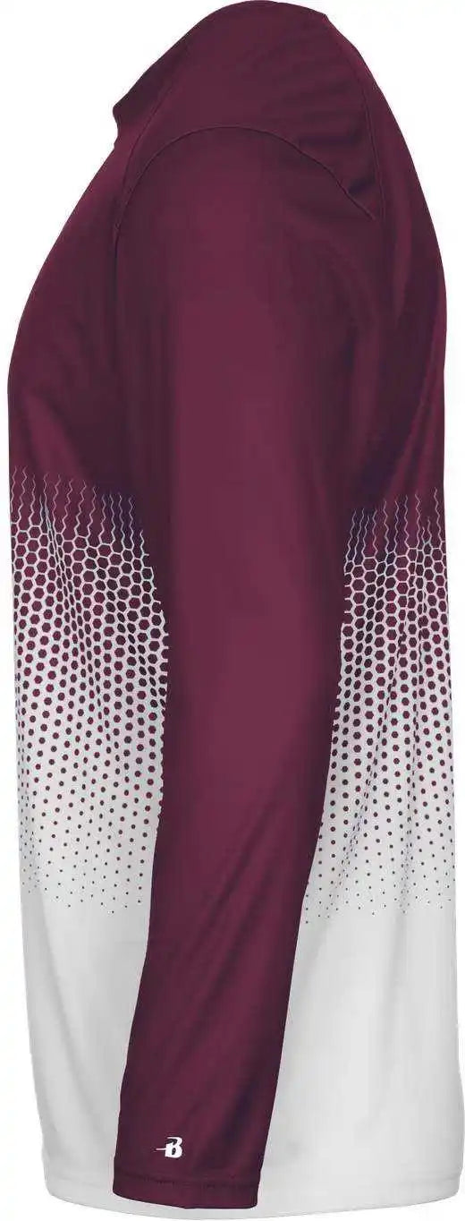 Badger Sport 2224 Hex Youth Long Sleeve Tee - Maroon