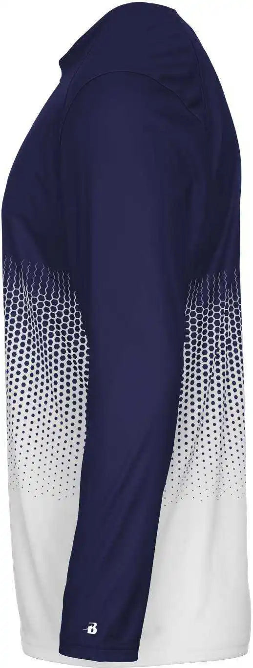 Badger Sport 2224 Hex Youth Long Sleeve Tee - Navy