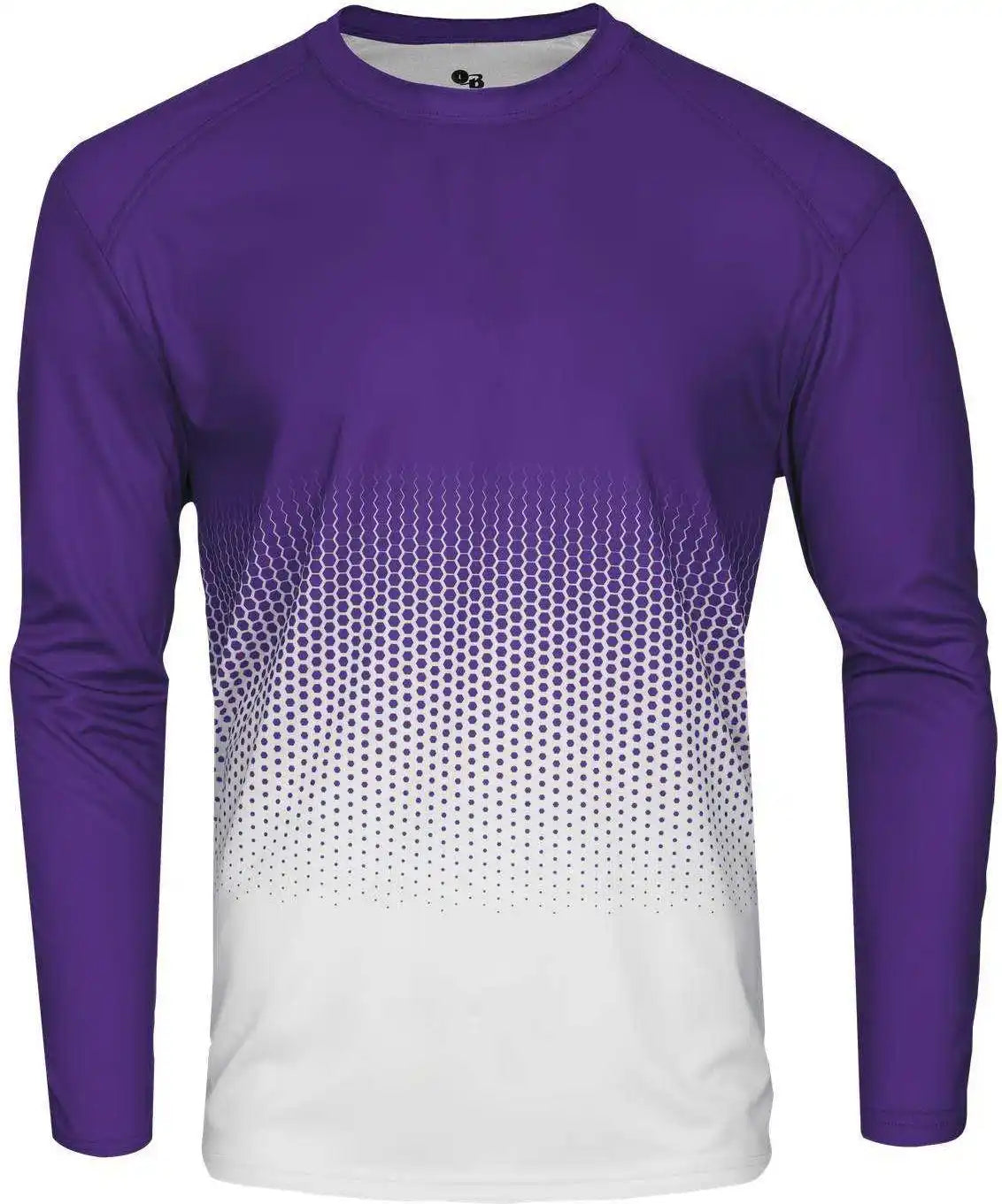 Badger Sport 2224 Hex Youth Long Sleeve Tee - Purple
