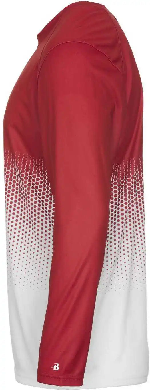 Badger Sport 2224 Hex Youth Long Sleeve Tee - Red