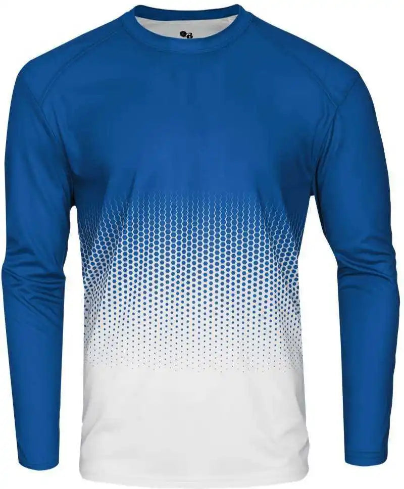 Badger Sport 2224 Hex Youth Long Sleeve Tee - Royal