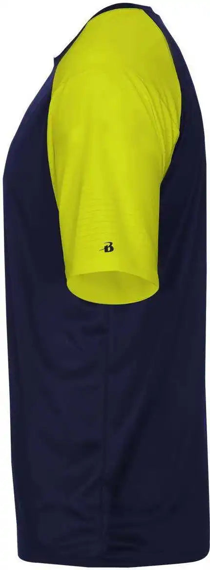 Badger Sport 2230 Breakout Youth Tee - Navy Safety Yellow