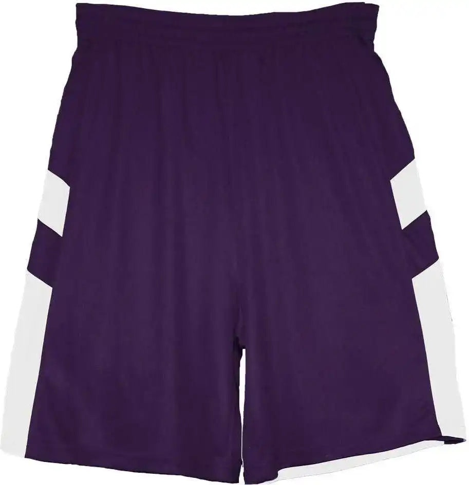 Badger Sport 2266 B-pivot Reversible Youth Short - Purple White