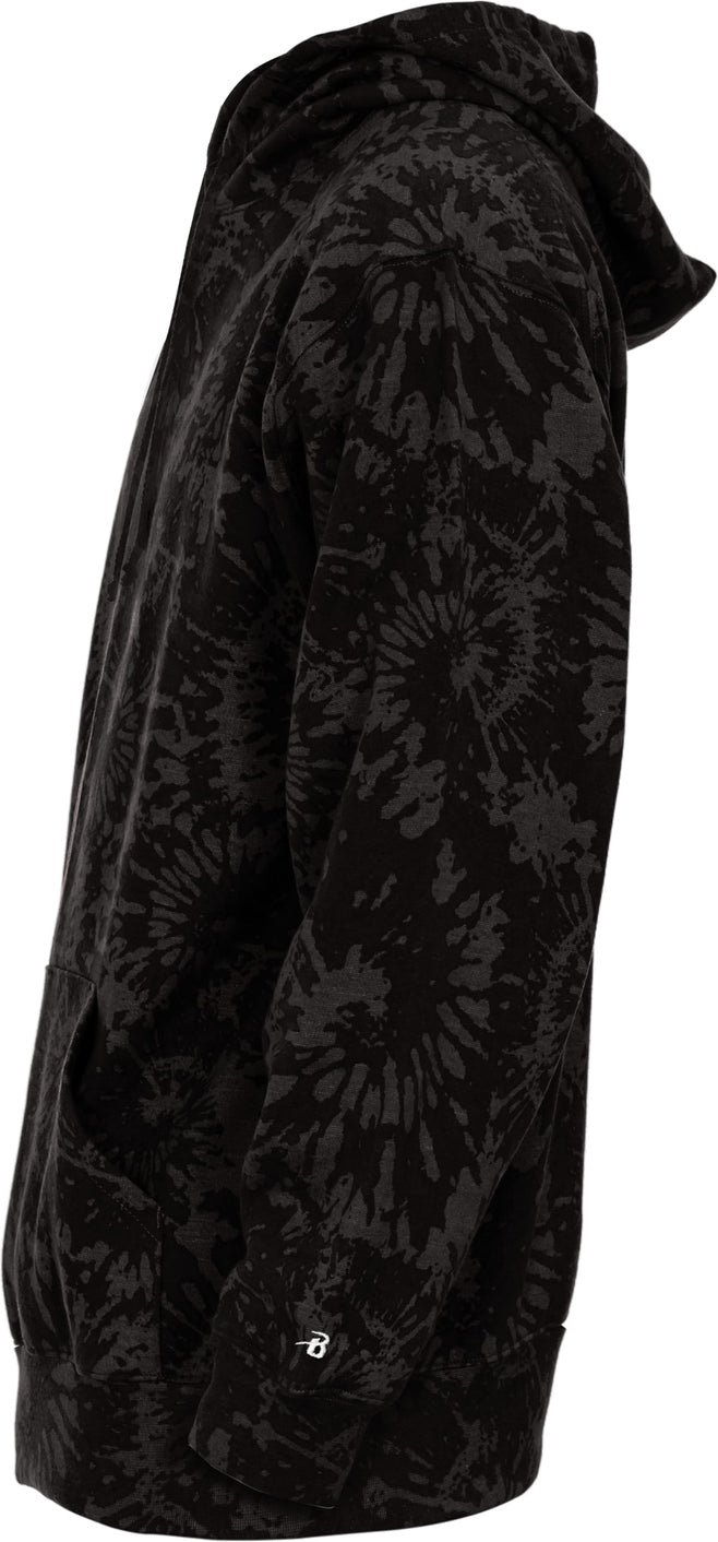 Badger Sport 2275 Athletic Fleece Youth Tie Die Hoodie - Black Vintage Tie-dye