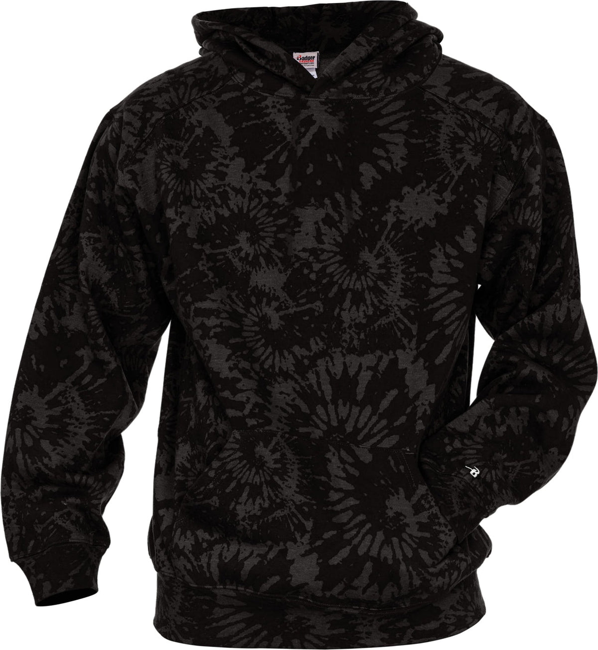 Badger Sport 2275 Athletic Fleece Youth Tie Die Hoodie - Black Vintage Tie-dye - Xs