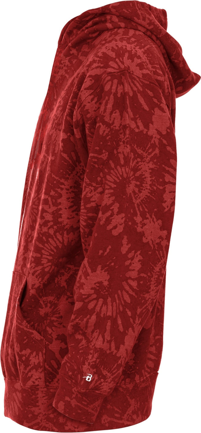 Badger Sport 2275 Athletic Fleece Youth Tie Die Hoodie - Red Vintage Tie-dye