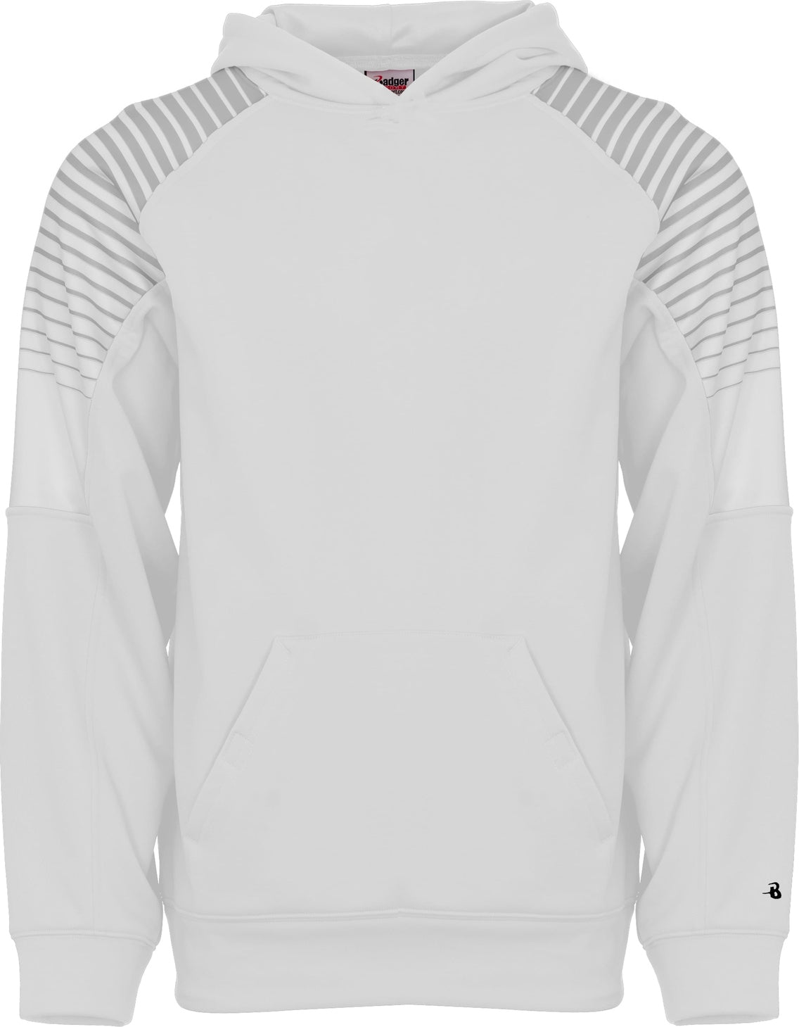 Badger Sport 2405 Lineup Youth Hoodie - White Silver