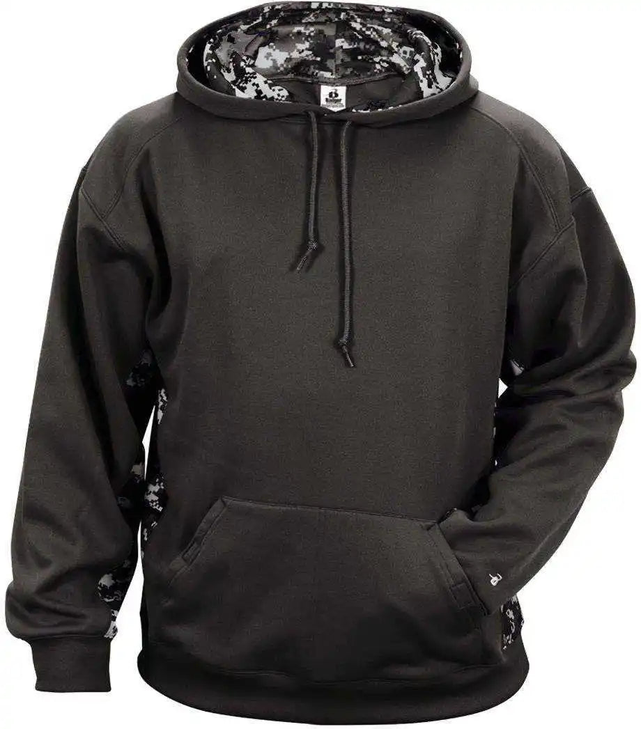 Badger Sport 2464 Digital C/b Youth Hoodie - Black White