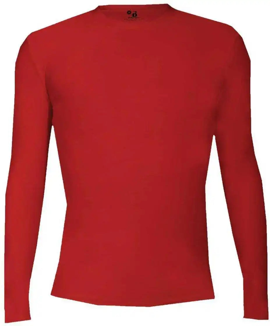 Badger Sport 2605 Pro Compression Long Sleeve Youth Crew Red