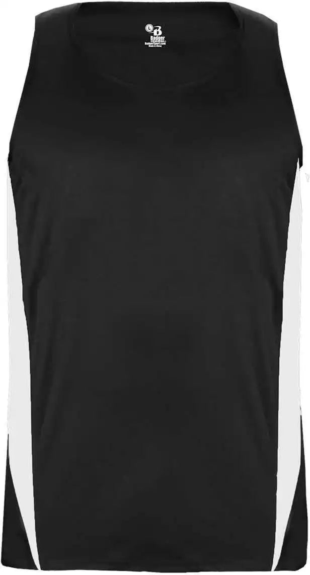 Badger Sport 2667 Stride Youth Singlet - Black White