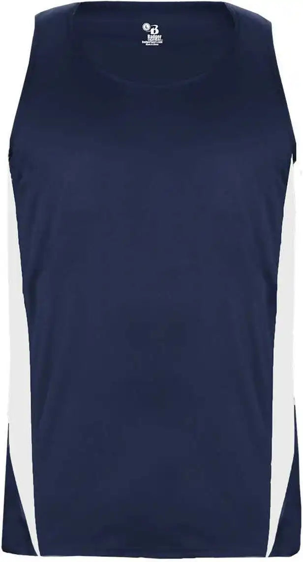 Badger Sport 2667 Stride Youth Singlet Navy White