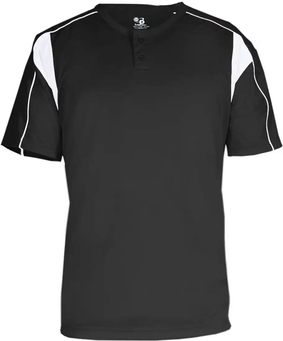 Badger Sport 2937 Youth Pro Placket - Black White