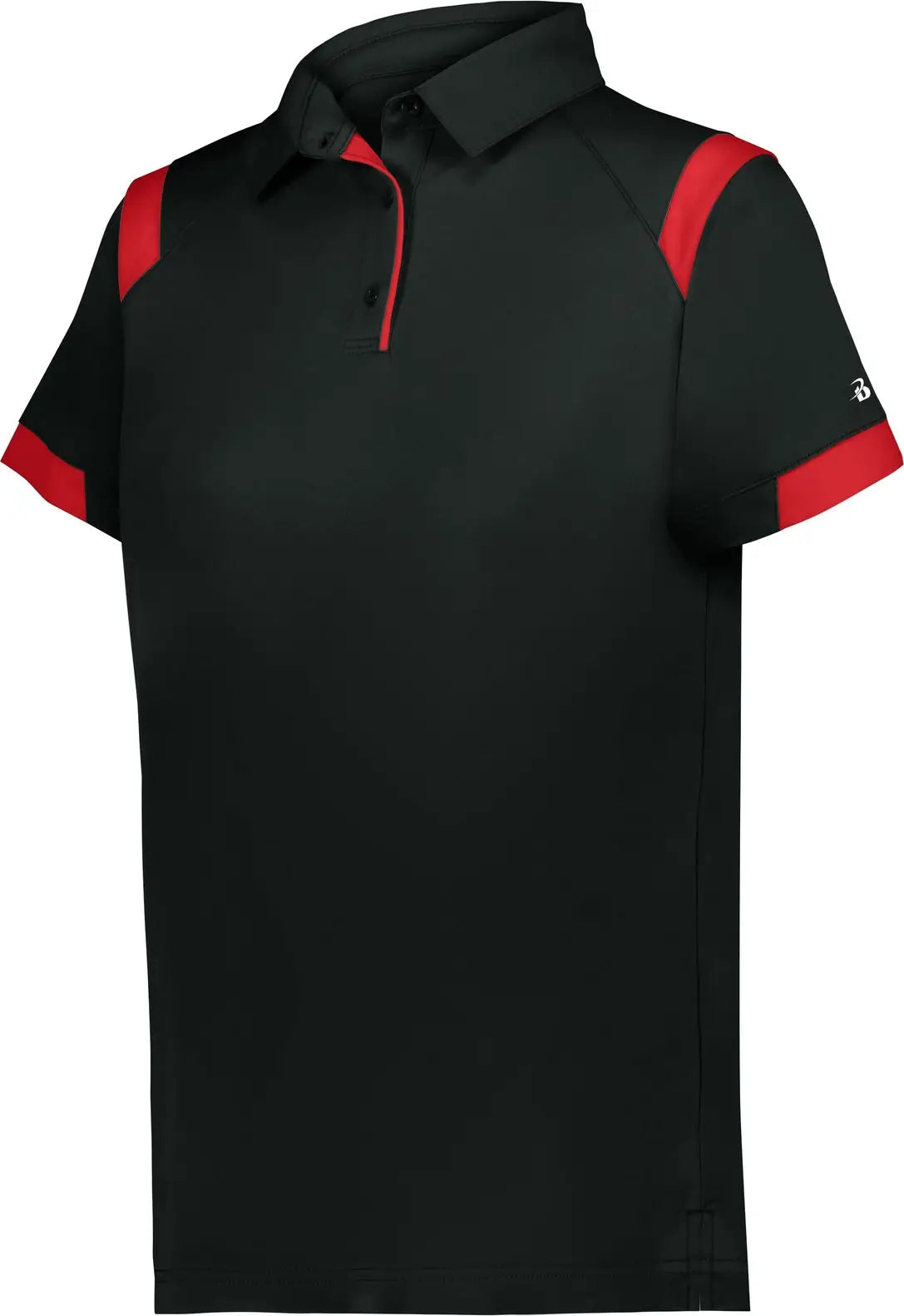 Badger Sport 335100 Ladies on the Rise Polo - Black Red - Xs