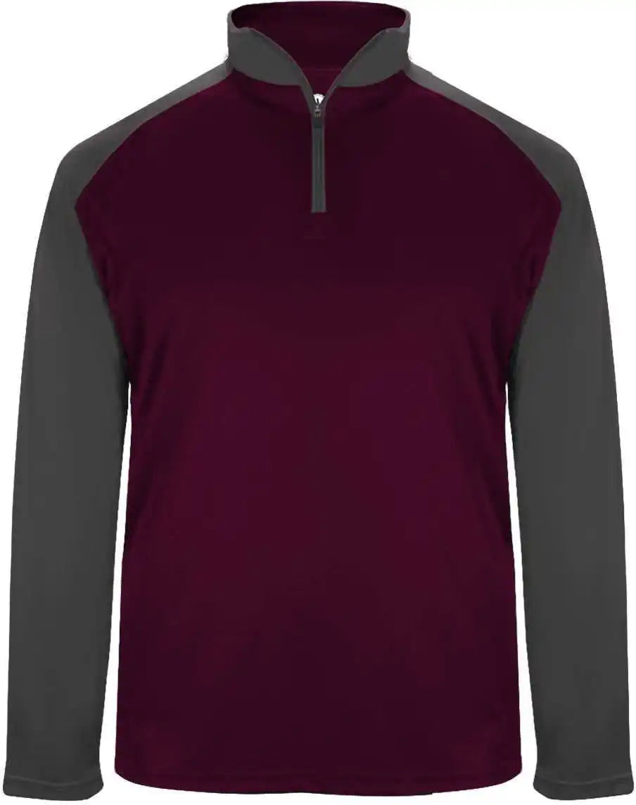 Badger Sport 4006 Ultimate Softlock 1/4 Zip Maroon Graphite