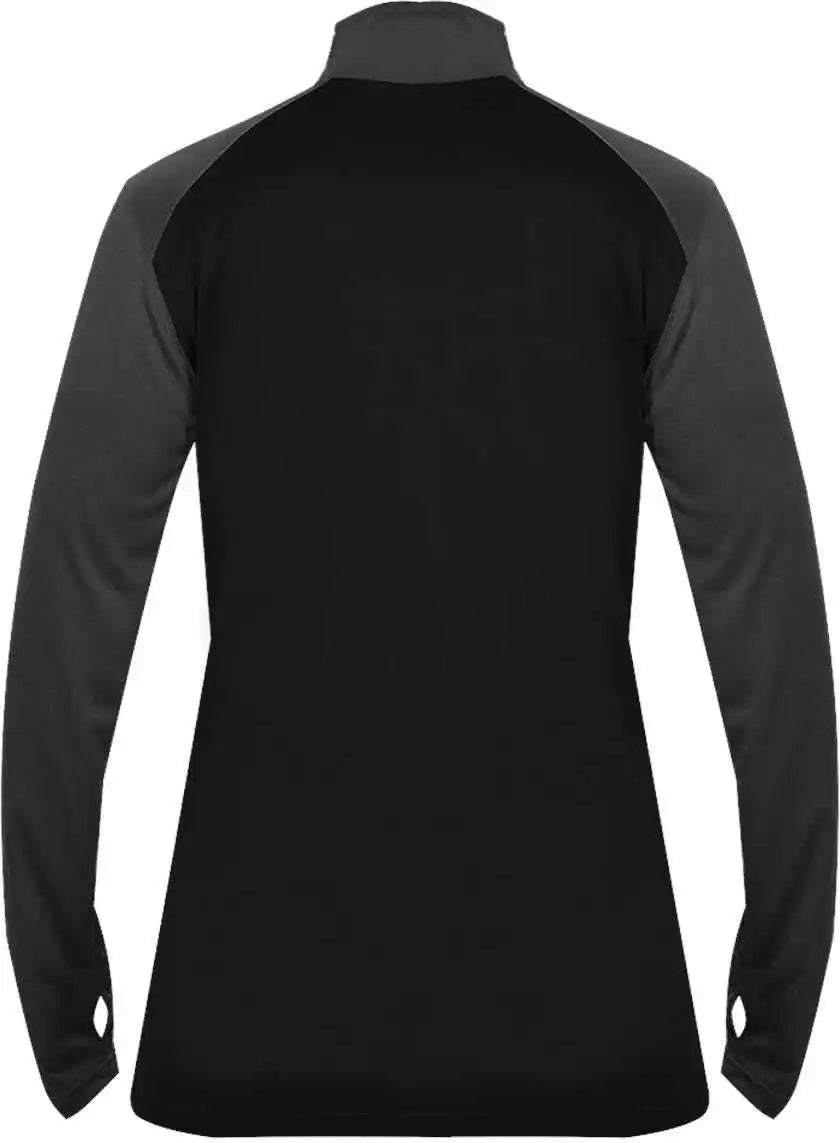 Badger Sport 4008 Ultimate Softlock Ladies 1/4 Zip - Black Graphite