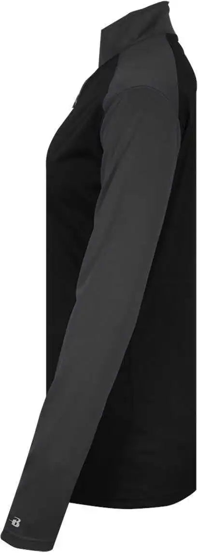 Badger Sport 4008 Ultimate Softlock Ladies 1/4 Zip - Black Graphite