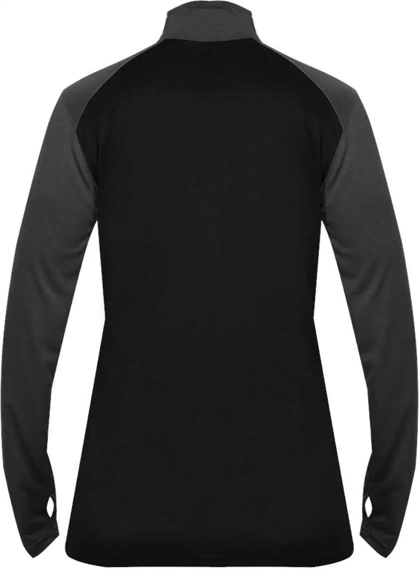 Badger Sport 4008 Ultimate Softlock Ladies 1/4 Zip - Black Graphite