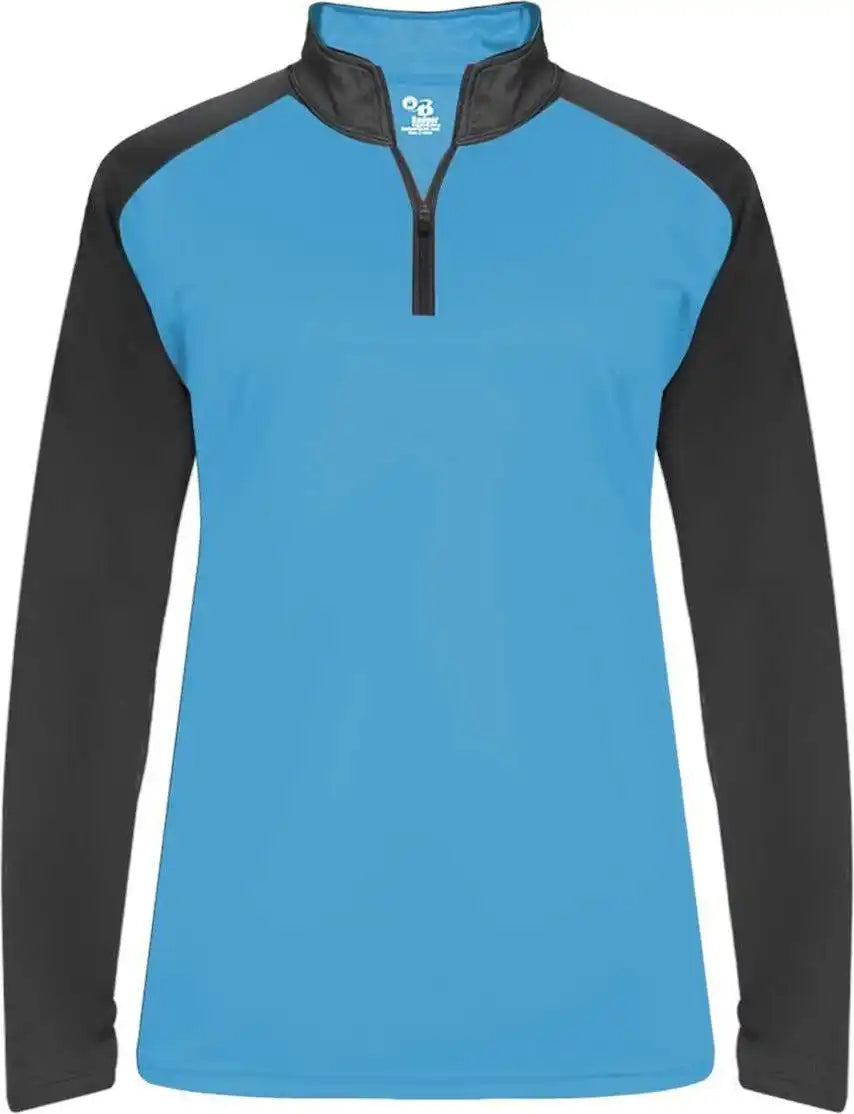 Badger Sport 4008 Ultimate Softlock Ladies 1/4 Zip - Columbia Blue Graphite