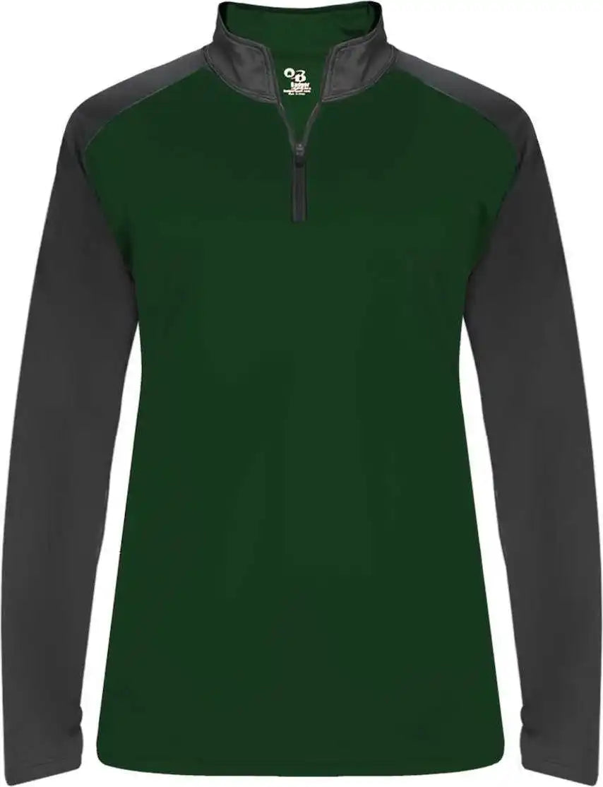 Badger Sport 4008 Ultimate Softlock Ladies 1/4 Zip - Forest Graphite