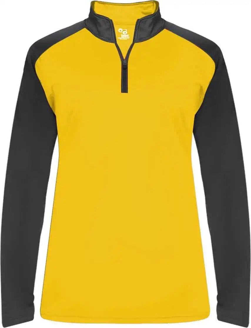 Badger Sport 4008 Ultimate Softlock Ladies 1/4 Zip - Gold Graphite