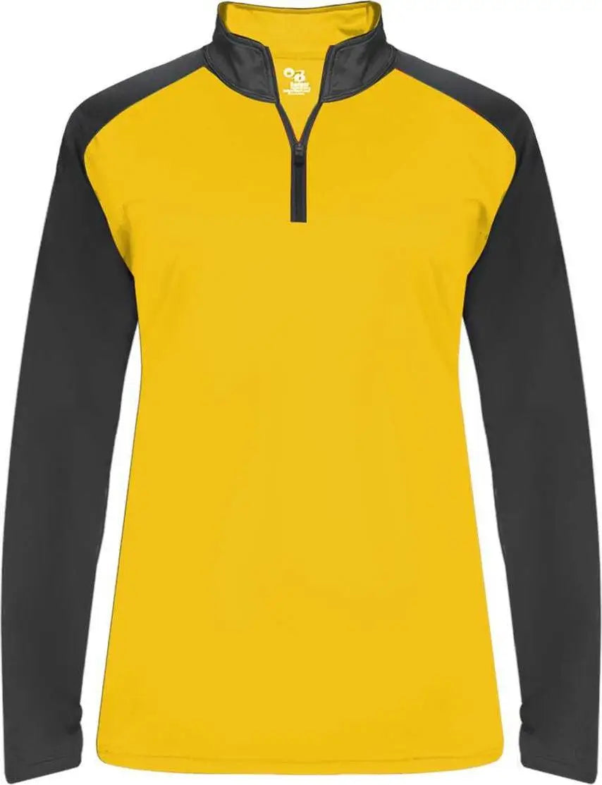Badger Sport 4008 Ultimate Softlock Ladies 1/4 Zip - Gold Graphite