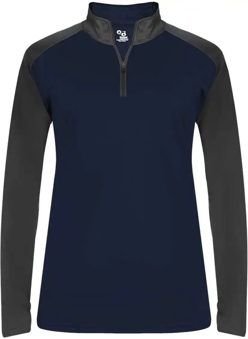 Badger Sport 4008 Ultimate Softlock Ladies 1/4 Zip - Navy Graphite