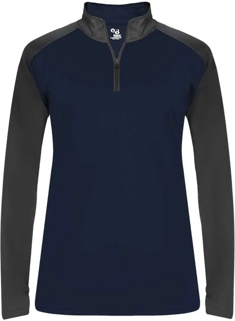 Badger Sport 4008 Ultimate Softlock Ladies 1/4 Zip - Navy Graphite