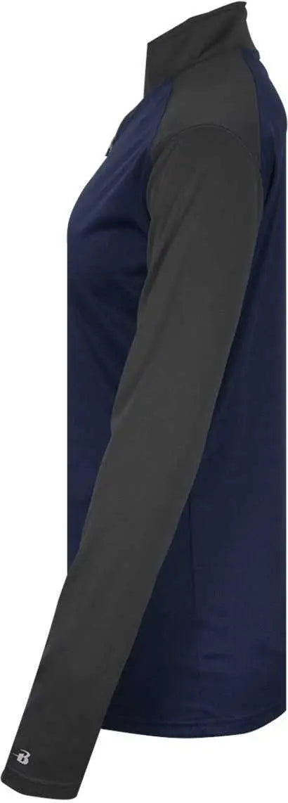 Badger Sport 4008 Ultimate Softlock Ladies 1/4 Zip - Navy Graphite