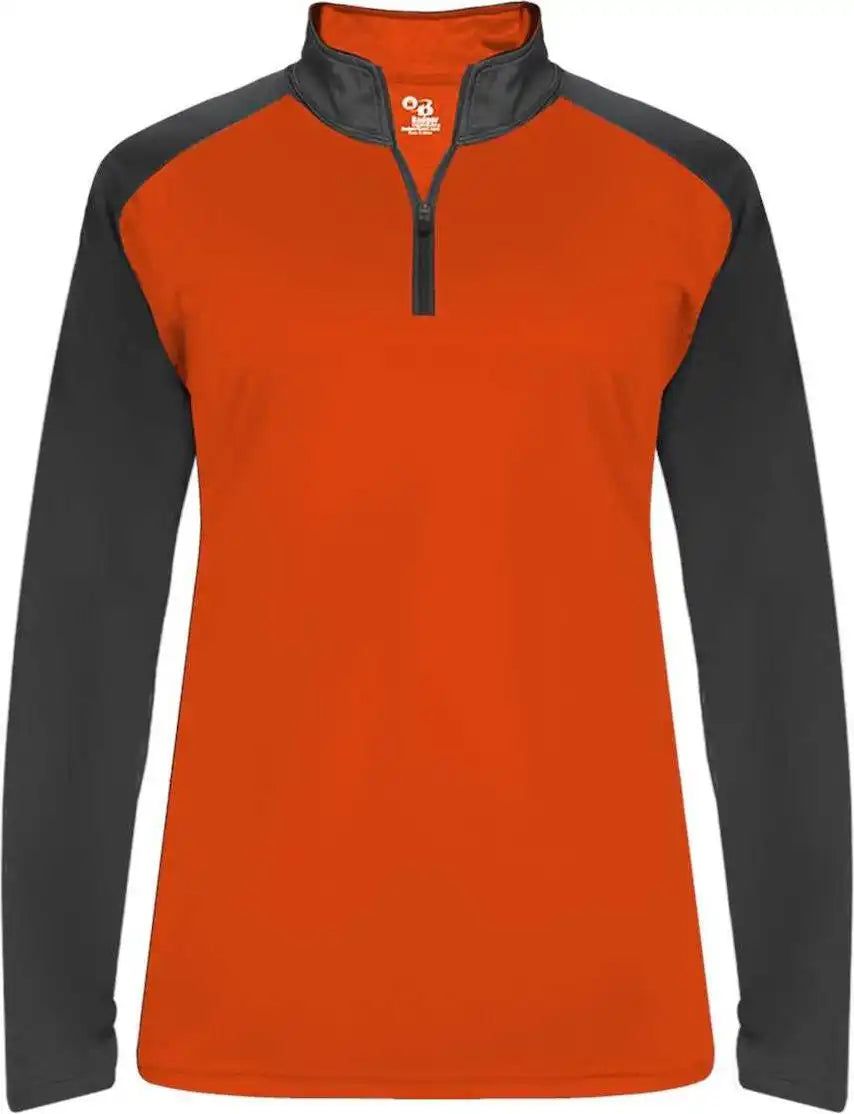 Badger Sport 4008 Ultimate Softlock Ladies 1/4 Zip - Orange Graphite