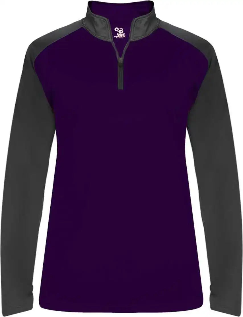 Badger Sport 4008 Ultimate Softlock Ladies 1/4 Zip Purple Graphite