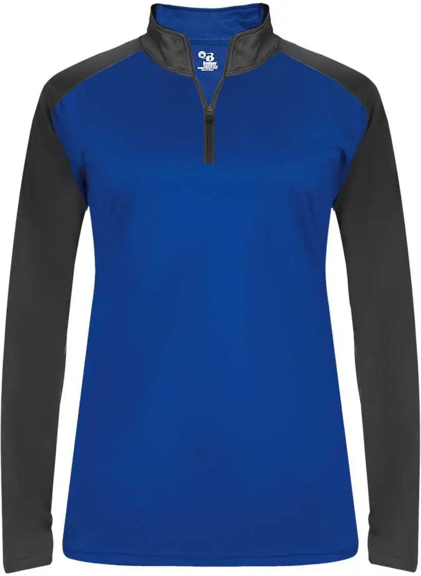 Badger Sport 4008 Ultimate Softlock Ladies 1/4 Zip - Royal Graphite
