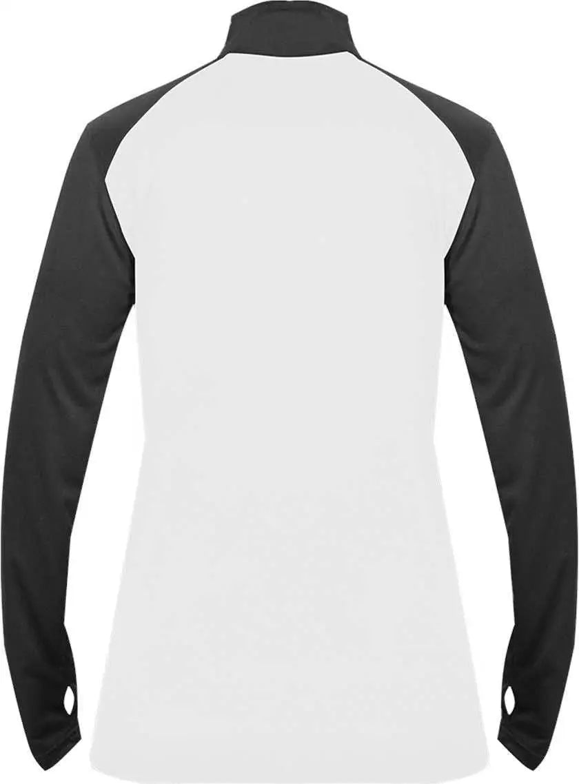 Badger Sport 4008 Ultimate Softlock Ladies 1/4 Zip - White Graphite