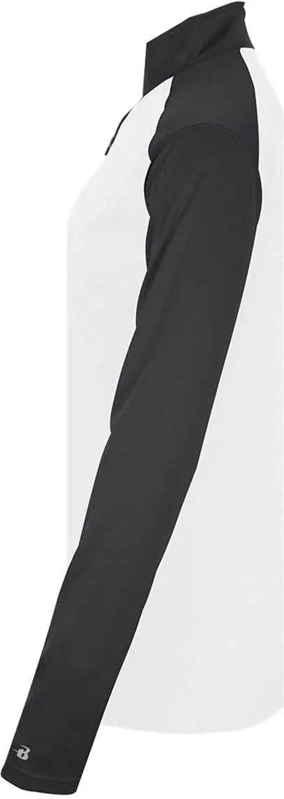 Badger Sport 4008 Ultimate Softlock Ladies 1/4 Zip - White Graphite