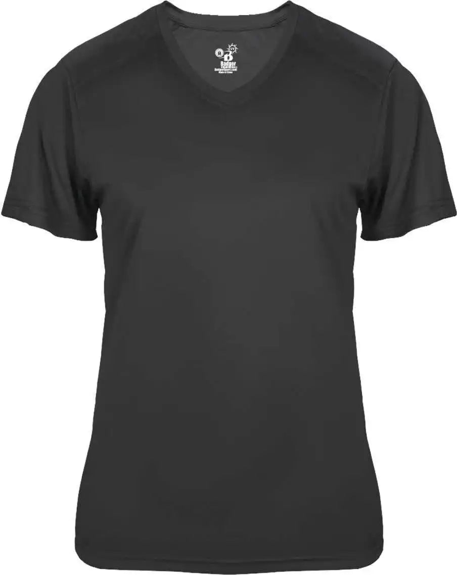 Badger Sport 4062 Ultimate Softlock Ladies V-neck Short Sleeve Tee - Graphite