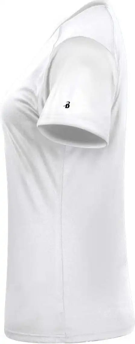 Badger Sport 4062 Ultimate Softlock Ladies V-neck Short Sleeve Tee - White