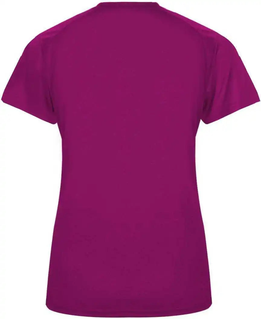 Badger Sport 4062 Ultimate Softlock Ladies v Neck Short Sleeve Tee Hot Pink