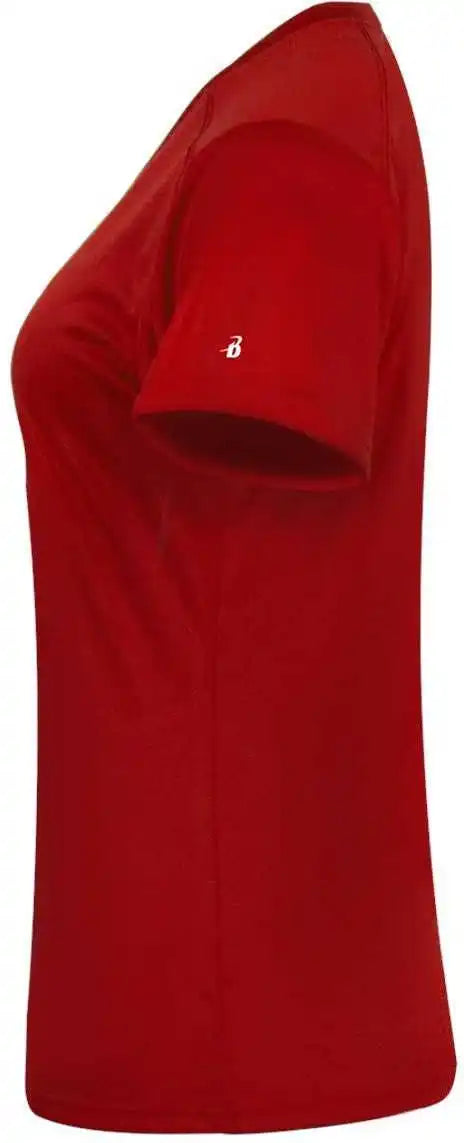Badger Sport 4062 Ultimate Softlock Ladies v Neck Short Sleeve Tee Red