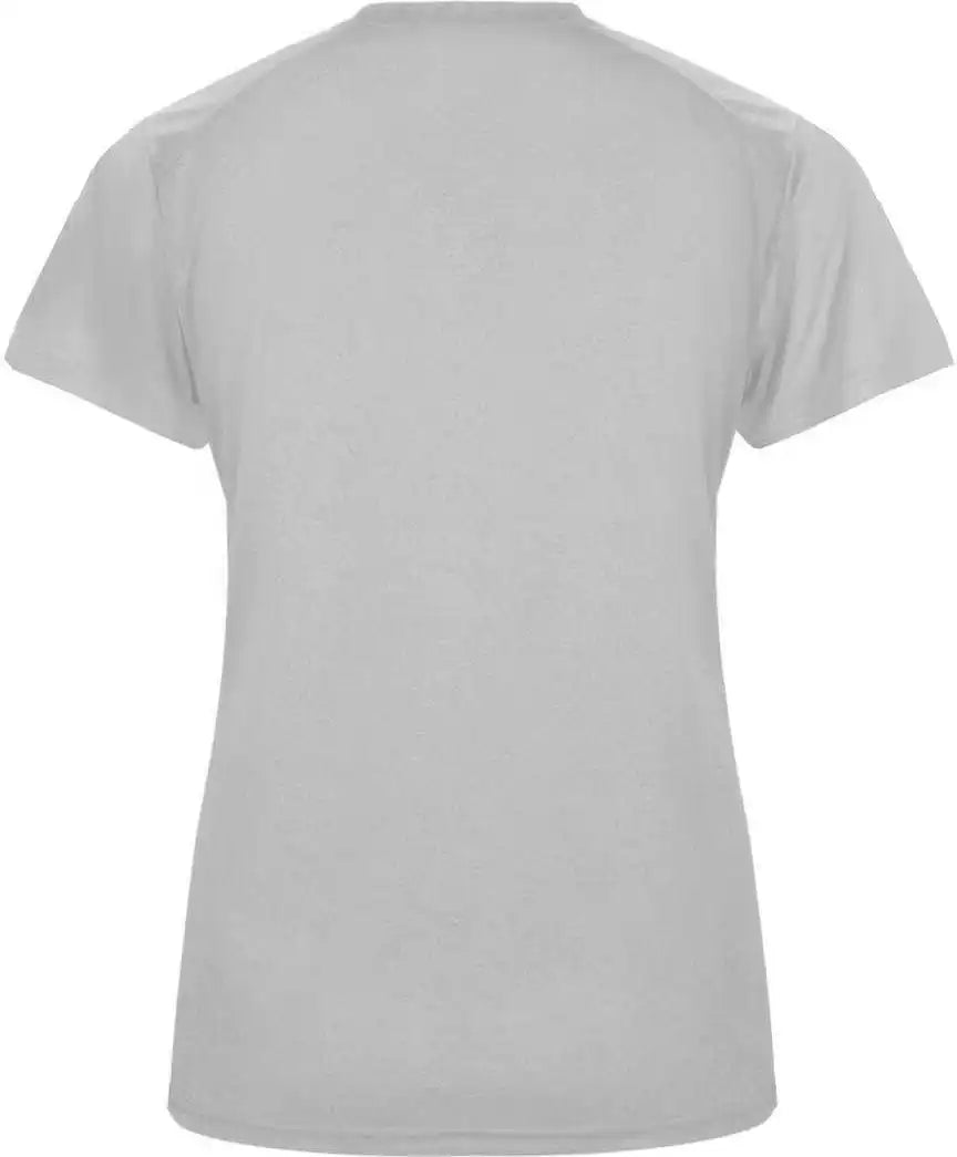 Badger Sport 4062 Ultimate Softlock Ladies v Neck Short Sleeve Tee Silver